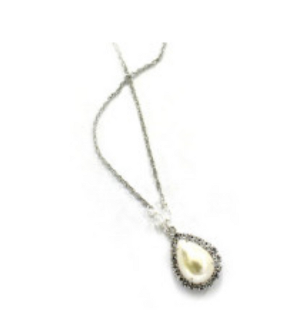 pave drop pearl necklace