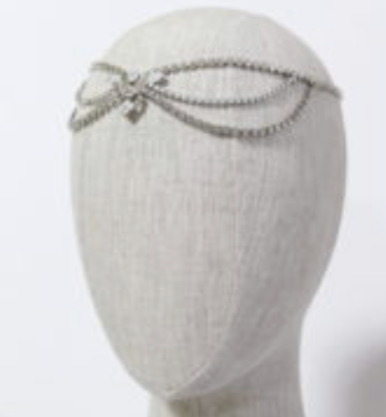 silver and crystal hanging chain headpiece 