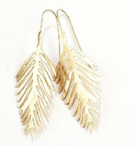 brass leaf earring