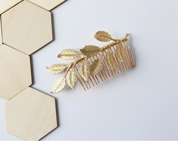 gold leaf hair comb