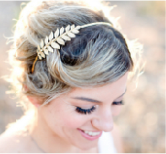 gold leaf bridal headband 