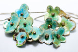 blue and green flower hanging earring 
