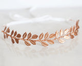 Rose gold plated delicate boho casual formal bridal leaf adjustable headpiece