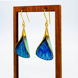 drop blue and green leaf earring 