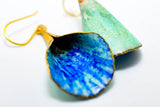 blue and green leaf statement earrings 