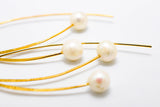 pearl double stick  gold earring