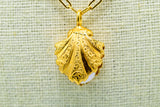 ornate Clamshell Oyster gold pearl necklace