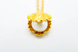 ornate Clamshell Oyster gold pearl necklace