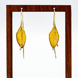 Single gold vermeil leaf petal blossom natural botanical earrings