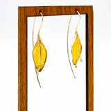 Single gold vermeil leaf petal blossom natural botanical earrings