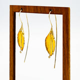 Single gold vermeil leaf petal blossom natural botanical earrings