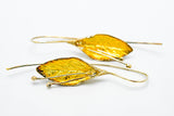 Single gold vermeil leaf petal blossom natural botanical earrings