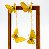vintage inspired gold butterfly chain drop earring 
