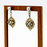 Art Deco victorian post drop antique gold crystal bridgerton cluster earring 
