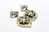 Art Deco victorian post drop antique gold crystal bridgerton cluster earring 