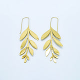 Brass leaf botanical boho natural delicate modern contemporary earrings