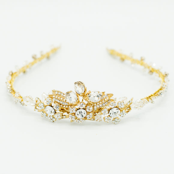 delicate 14k gold plated and swarovski crystal tiara, crown,  bridal headpiece