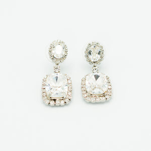 Classic square crystal drop inlay earrings