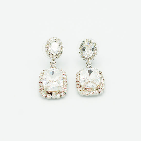 Classic square crystal drop inlay earrings