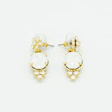 gold and opal swarovski floral drop bridal  earring 