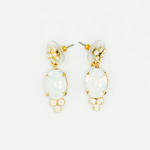 gold and opal swarovski floral drop bridal  earring 