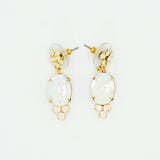 gold and opal swarovski floral drop bridal  earring 