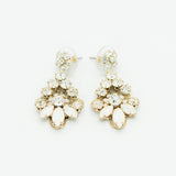 Gold bridal floral earring with opal and crystals