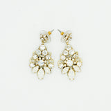 Gold bridal floral earring with opal and crystals