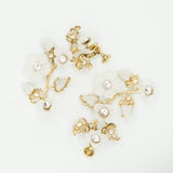 white and gold floral bridal cuff earrings with gems