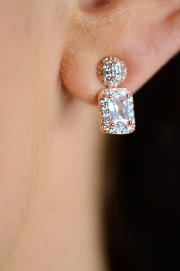 Mini Swarovski Crystal Emerald Cut  Earrings