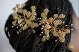 Unique Crystal and Gold Hair Pin