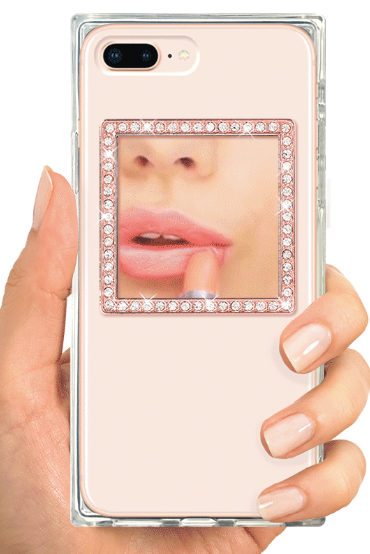 Square Phone Mirror with Crystals