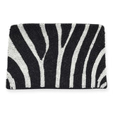 Beaded zebra glass seed bead clutch bag purse