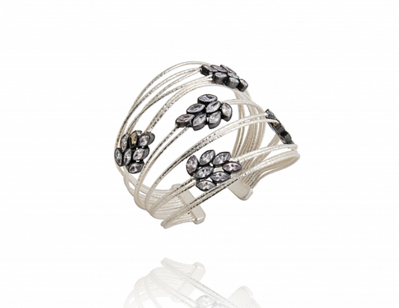 crystal silver leaf cuff bracelet 