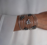 crystal silver leaf cuff bracelet