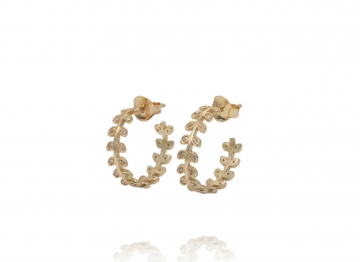 delicate hoop earrings in a laurel pattern with tiny pave zirconia stones