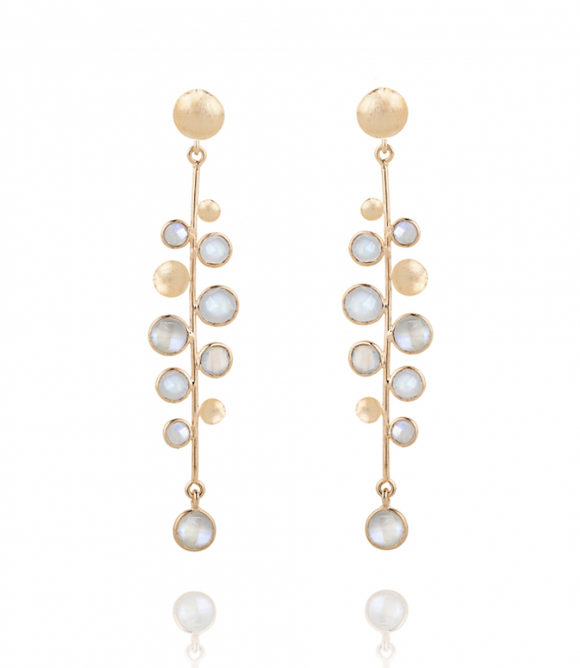 linear drop with  moonstone and gold bridal earrings