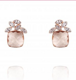 square cut peach quartz stones with leaf shaped zirconia stones