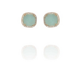 18kt gold plated with green chalcedony and pave zirconia inlays EARRINGS