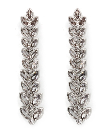 Silver Swarovski laurel pave post-back bridal earrings