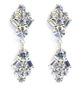 Swarovski crystal cluster deco drop silver bridal earring 