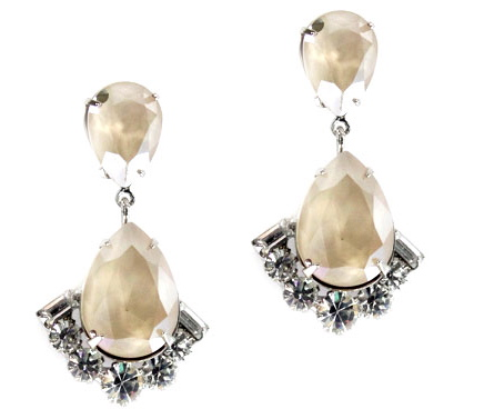 ivory swarovski teardrop silver bridal earrings