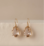 Simple champagne and gold swarovski  bridal celebration drop earring