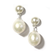classic double pearl post drop bridal earring