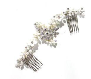 Swarovski Crystal and Pearl floral bridal updo hairpiece