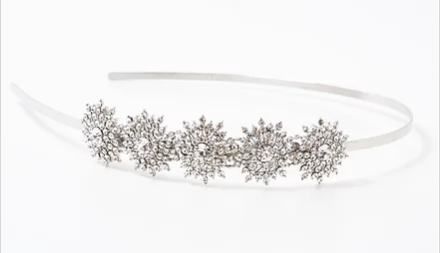 sterling silver and  crystal  star snowflake  headband , bridal hair piece
