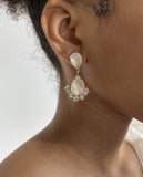 ivory swarovski teardrop silver bridal earrings