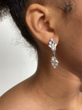 Swarovski crystal cluster deco drop silver bridal earring 