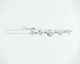 alternating sizes crystal  square chain silver bridal bracelet 