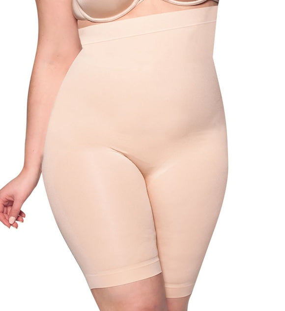 High waist blush nude tummy control compressing slimming smoothing mid thigh lingerie short spanx skims shapewear